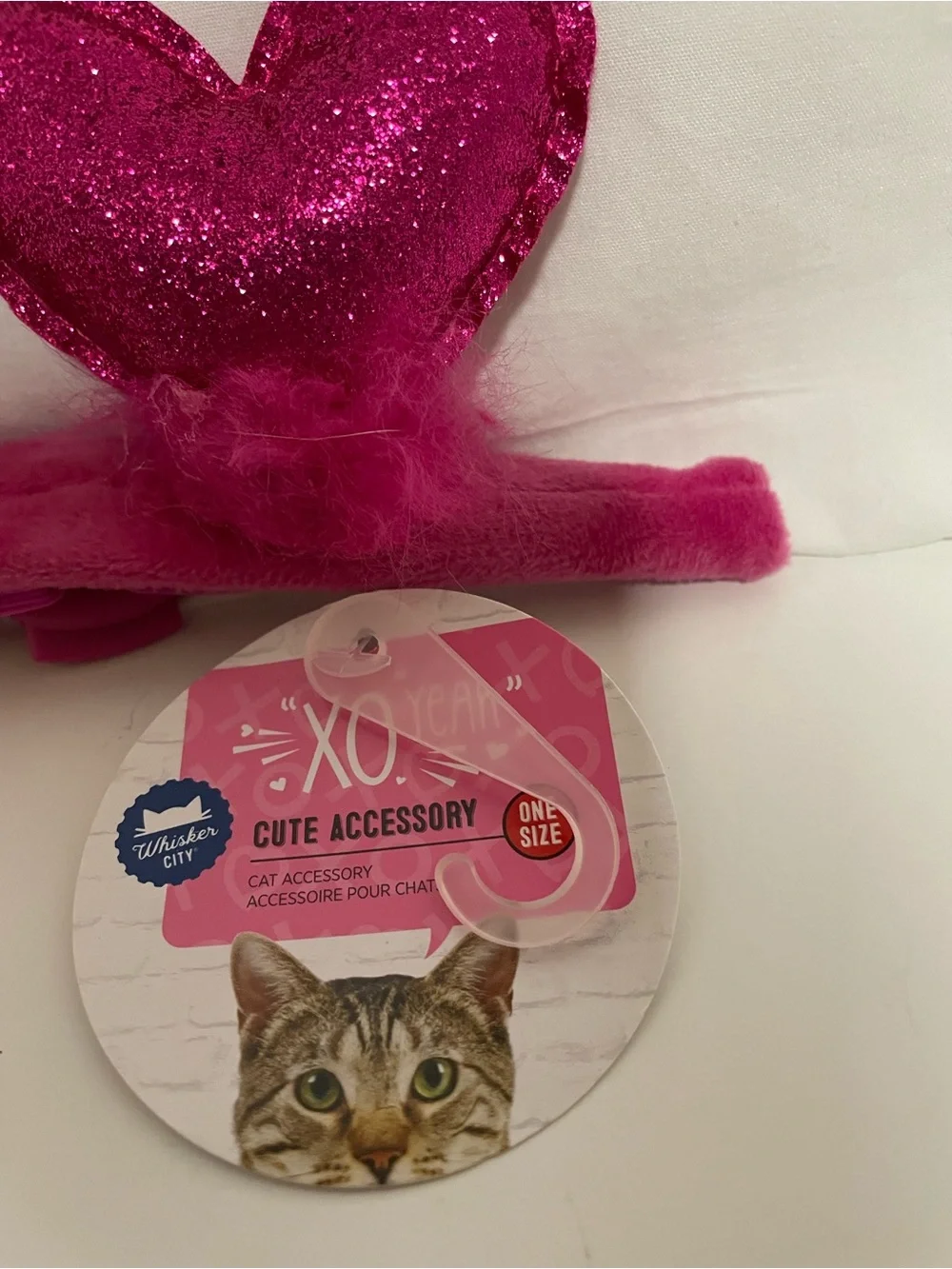 Cute Pink Glitter Heart for CATS head topper